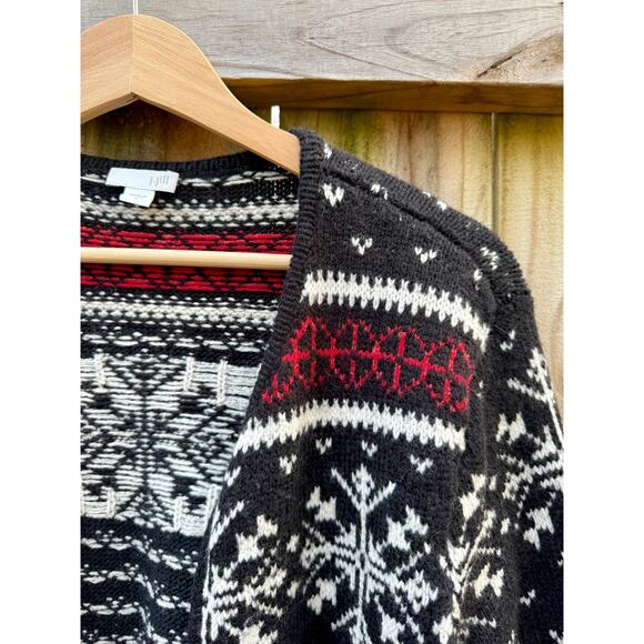 Vintage J.Jill Alpine Reindeer Cardigan Christmas Holiday Sweater - Picture 4 of 9